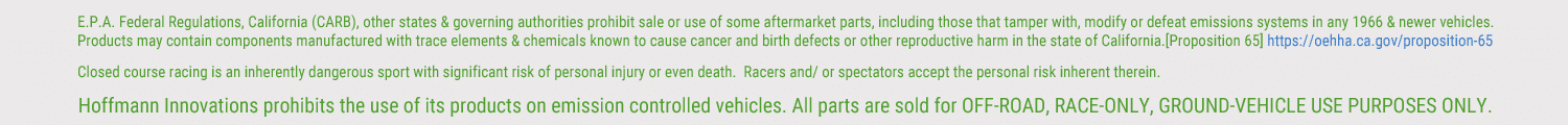 EPA, CARB, Race Use Only Disclaimer